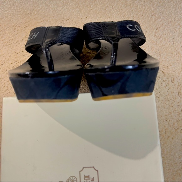 Coach, Cammie web wedges black web, and patent size 6 - Picture 5 of 6
